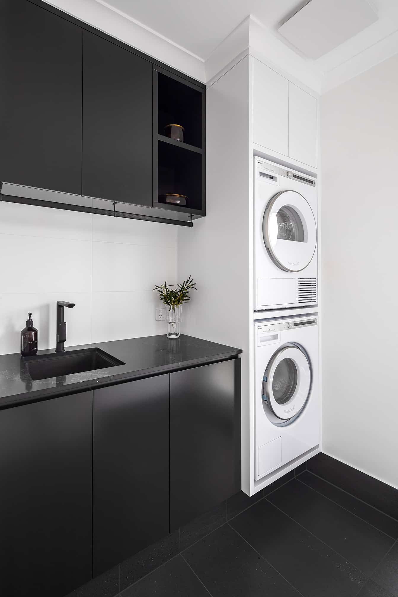 A photo of a laundry area, freshly renovated.