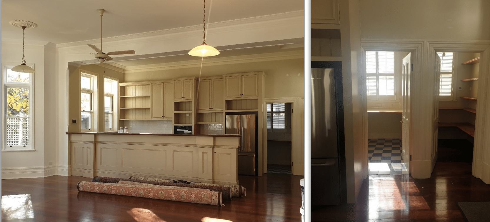 A photo of what the kitchen area looked like before Lux interiors renovated the area.